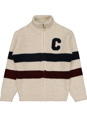 Civil Boys C Nakışlı Çizgili 6-9 Yaş Hırka - Bej 8-9 Yaş