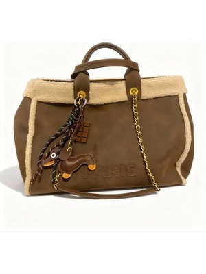 NOÁ Cocoa Tote Kadın Omuz Çantası – Süet Dokulu Kahverengi