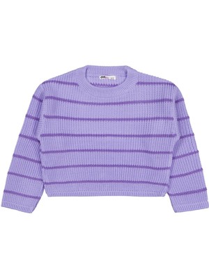 Civil Girls Çizgili 6-9 Yaş Kazak - Lila 8-9 Yaş