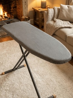 Beylini Ütü Masası Kılıfı Lastikli Keçeli Yanmaz Ütü Masası Örtüsü Bezi Gri 60X160 cm