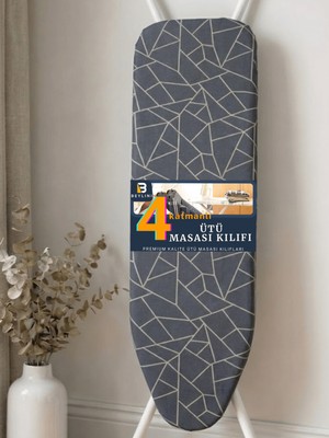 Beylini Ütü Masası Kılıfı Yanmaz İpli Süngerli Ütü Masası Örtüsü Ayarlanabilir Ütü Masası Bezi Geometrik 50X150 cm