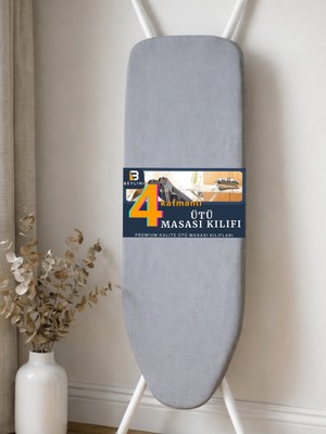 Beylini Ütü Masası Kılıfı Yanmaz Lastikli Süngerli Ütü Masası Örtüsü Ayarlanabilir Ütü Masası Bezi Gri 60X160 cm
