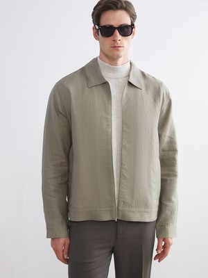 Lc Waikiki Yeni Sezon Standart Kalıp Gömlek Yaka %100 Keten Erkek Mont