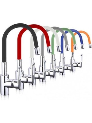 Argesco Mühendislik Esnek Kıvrılabilir Renkli Silikon Oynar Başlıklı Musluk Bataryası Başlığı Kubar