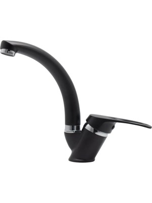 Siyah Kısa Mix Aç Kapa Banyo Lavabo Bataryası