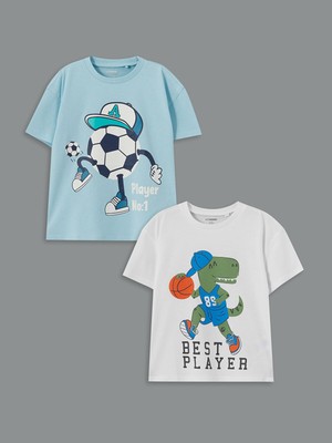 Lc Waikiki Yeni Sezon Best Player Baskılı Erkek Çocuk Tişört 2'li