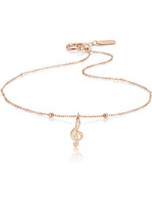 Mavili Gümüş Sol Anahtarı Gümüş Halhal - Rose