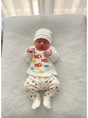 ruhaay Yeni Doğan Bebek Baskılı Mevsimlik Bereli Zıbın Alt Üst Takım