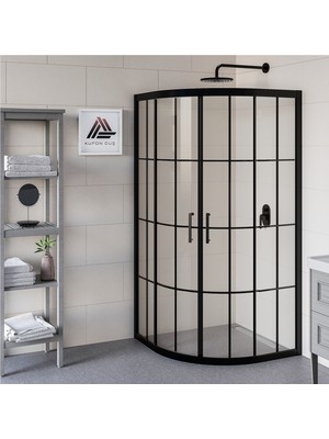 Kupon Duş ve Banyo Sistemleri Vesta D300 Oval Duşakabin Siyah Profil Karolaj Cam H: 190 cm