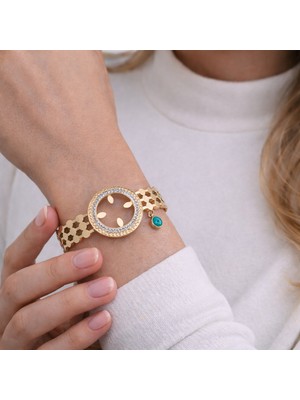 Yush Aksesuar Çeyrek Takılan Çelik Kelepçe Bileklik