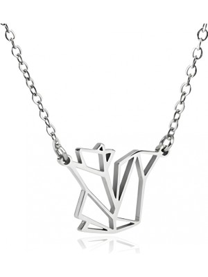 Mavili Gümüş Sincap Origami Gümüş Kolye - Gümüş