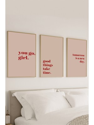 Voba Store 3 Parça Yazı Temalı Çerçeve Görünümlü Mdf Tablo Seti-71