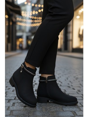 Ayakmod 325126 Z Soğuğa Dirençli Taşlı Siyah Zümrüt Kadın Bot
