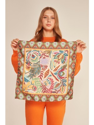 Kokoş Etnik Desenli Safran Bandana Flar