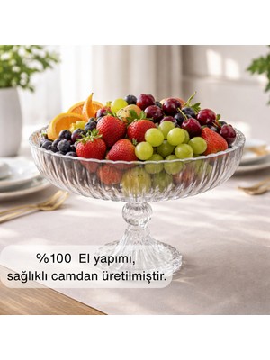 Glamis Selen Concept Linea Damla Model Ayaklı El Yapımı Cam Salata ve Meyve Kasesi Tekli