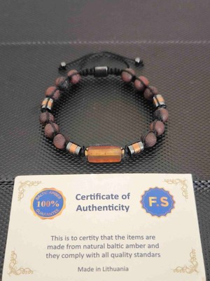 Tahrastone Baltık Damla Kehribar-Tamburlanmış Akik (7-8 Mm)-Doğaltaş Bileklik Takı Aksesuar Erkek Bileklik