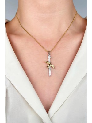 Sose Moda Elif Anka Kuşu Çelik Kolye - Gold