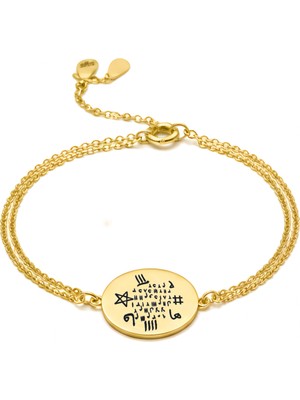 Mavili Gümüş Hiçlikten Gelen Güç Gümüş Tılsım Bileklik - Altın