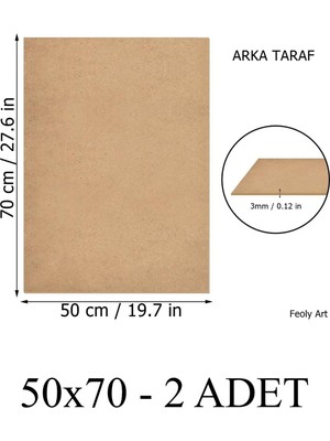 Feoly Art 3 mm 50X70 Mdf Plaka (2 Adet) - Hobi, Maket, Ahşap El Sanatları Için Uygun (2`li Paket)