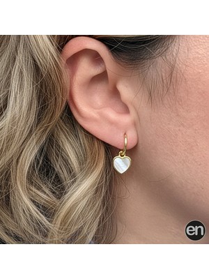 En Gümüş Kalp Sallantılı Altın Kaplama Küpe