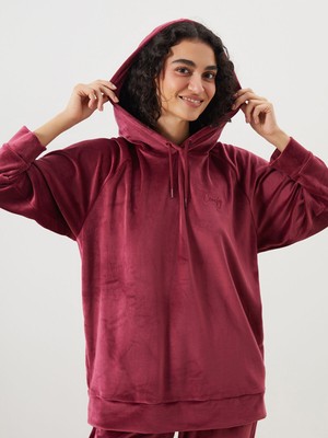 Lc Waikiki Yeni Sezon Kapüşonlu Kadife Kadın Pijama Üstü