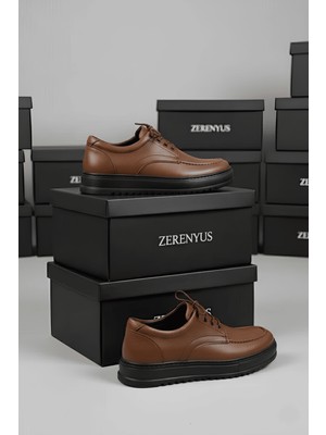 Zerenyus ZRJ-T12 Bağcıklı Erkek Günlük Spor Klasik Ayakkabı Taba Siyah
