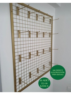 Md Vitrin Dekorasyon Tel Pano 80X100 cm Duvara Monte 4x4 Sk Telli Renk Gold 20 Adet 15 cm Kanca Dahil
