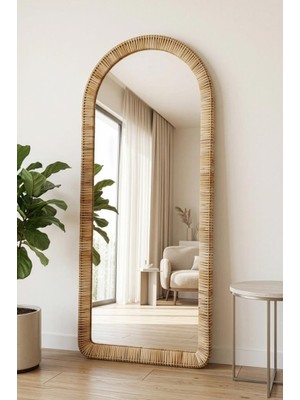Digithome Modern Oval Rattan Çerçeveli Boy Aynası