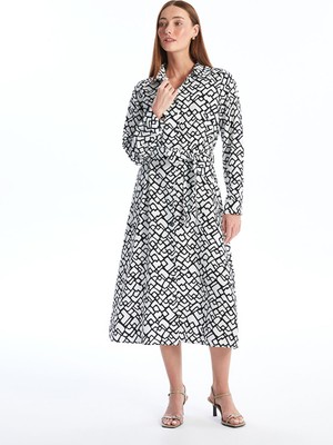 Lc Waikiki Yeni Sezon Desenli Uzun Kollu Kadın Gömlek Elbise