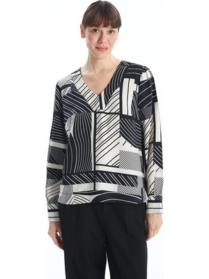 Lc Waikiki Yeni Sezon V Yaka Desenli Kadın Bluz