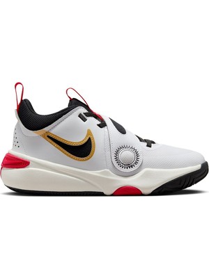 Nike Team Hustle D 11LEATHER Unisex Basketball Shoes Hakiki Deri Lastik Bağcıklı Cırtlı Basketbol Ayakkabısı Beyaz