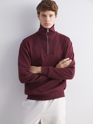 Lc Waikiki Yeni Sezon Fermuarlı Dik Yaka Erkek Kalın Sweatshirt