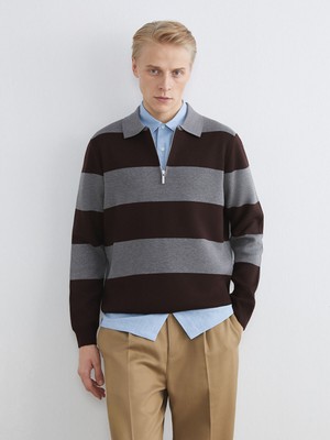 Lc Waikiki Yeni Sezon Polo Yaka Çizgili Erkek Triko Kazak