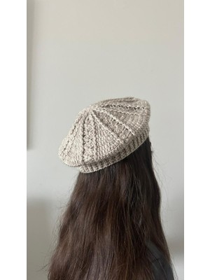 Pofuduk El Örgüsü Ressam Bere Şapka  Pfdkb1 Bej