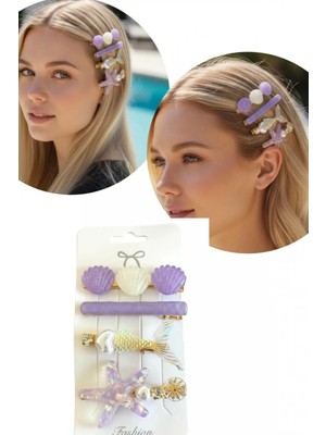 Kokoş Mor Renk Karışık Figürlü 4’lü Yan Toka