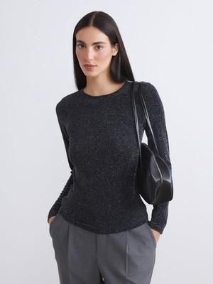 Lc Waikiki Yeni Sezon Bisiklet Yaka Parlak Görünümlü Kadın Tişört