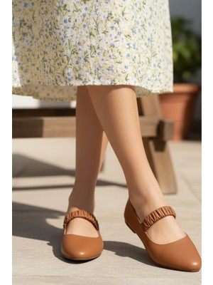 Napa Shoes Kadın Kare Burun Lastkli Bantlı Rahat Taban Babet Ayakkabı NAPA-AES19214