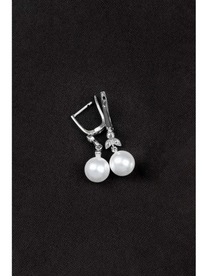 By More 925 Ayar Gümüş Ay Işığı Küre Inci Küpe - Rodyum Kaplama