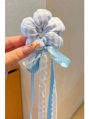 Kokoş Mavi Renk Papatya Figürlü Kurdele Detaylı Simit Toka