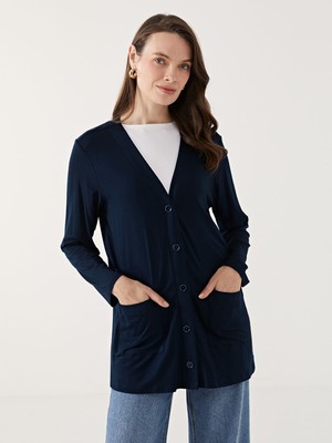 Lc Waikiki Yeni Sezon V Yaka Düz Uzun Kollu Kadın Hırka