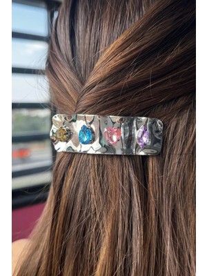 Kokoş Taşlı Otomat Toka Gümüş Renk