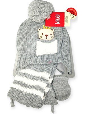 Mustran 0-12 Ay Bebek 3’lü Set Bere Atkı Eldiven Polar İçli Triko Kışlık |