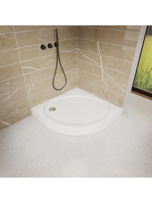 80X80 Oval Yassı Monoblok Duş Teknesi H:12 cm