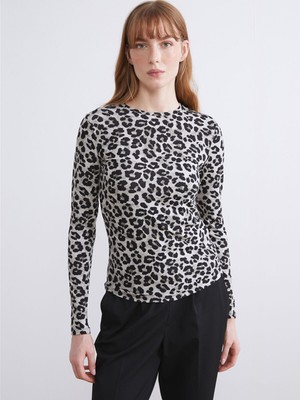 Lc Waikiki Yeni Sezon Bisiklet Yaka Leopar Desenli Bluz