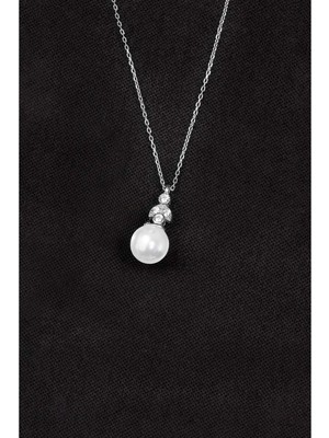 By More 925 Ayar Gümüş Ay Işığı Küre Inci Kolye - Rodyum Kaplama
