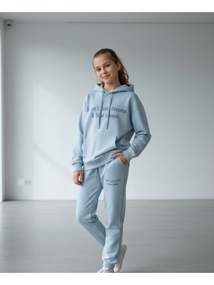 Wikiboom Erkek/kız Çocuk Unisex Kapşonlu Baskılı Üst Alt 2 Li Takım