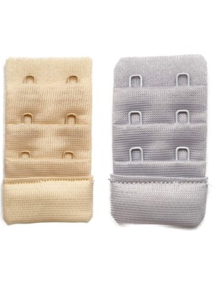 Leopardess 2 Adet Agraf Sütyen Uzatma Kopçası 3 Sıra / 2 Kanca Ten Gri