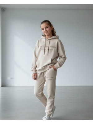 Wikiboom Erkek/kız Çocuk Unisex Kapşonlu Baskılı Üst Alt 2 Li Takım