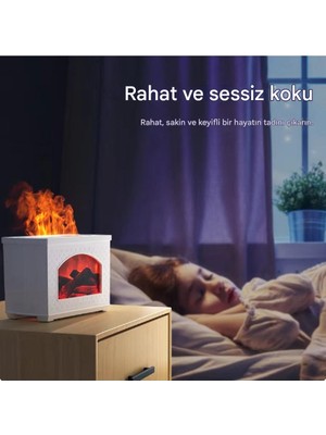 Invicta 3D Şömine Tasarımlı Hava Nemlendirici, Ateş Simülasyonlu Aroma Terapi Difüzör, Otomatik Kapanma Özellikli, Sessiz Çalışma