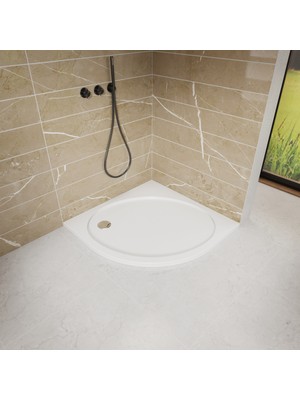 100X100 Oval Yassı Slim Duş Teknesi H:3,5 cm